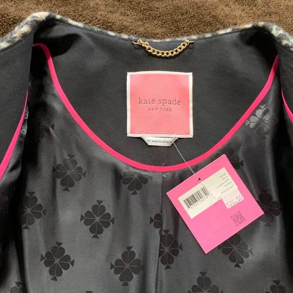 Kate Spade Brushed Leopard Wool Blend Cocoon Coat XS NWT